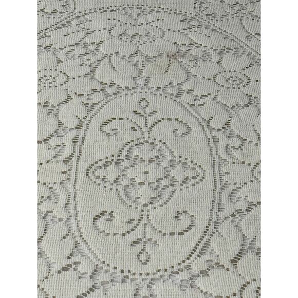Vintage Quaker Lace Tablecloth 62x45 White Floral Pattern Mid Century Linen USA - Picture 14 of 14